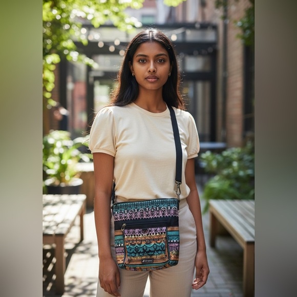 Sakroots Colorful Patterned Crossbody Bag Boho Adjustable Strap - Picture 3 of 7